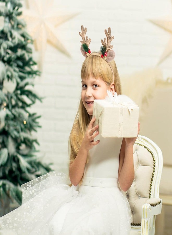 BLAAROOM Christmas Reindeer Antlers Headbands for Women Girls Glitter Elk Antlers Ears Headband with Jingle Bells Christmas Headwear Decorations - Gold - Image 5